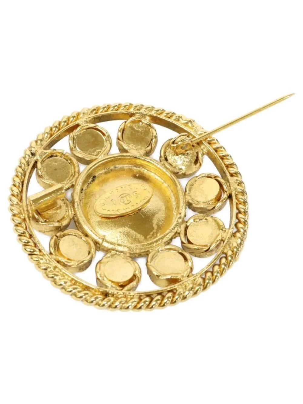 Chanel 2 5 Gripoix Circle Brooch